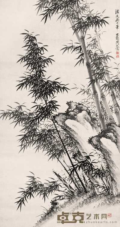 周拔 墨竹 立轴 176×94cm